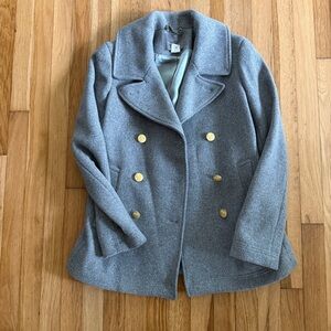 J. Crew Gray Peacoat with Gold Buttons